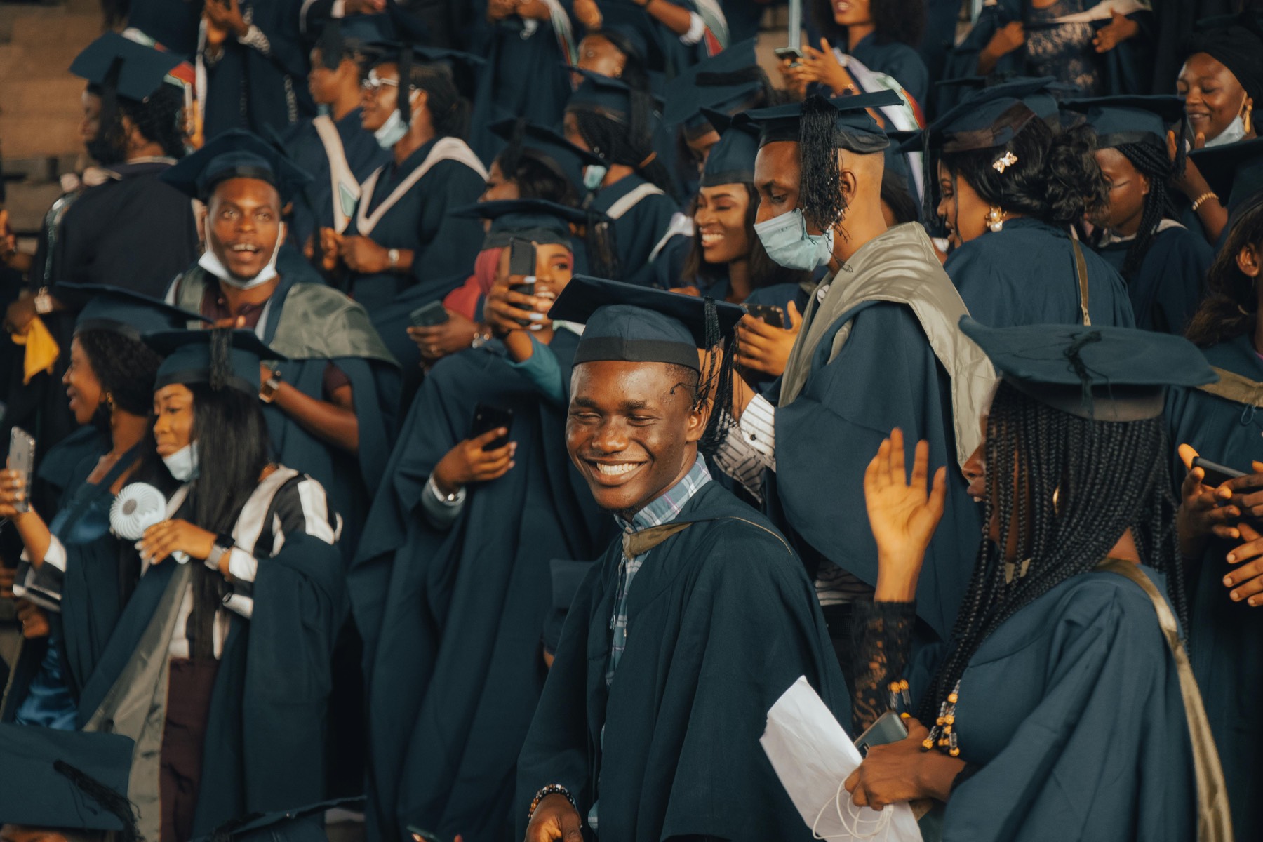 Nigerian university students studying on campus